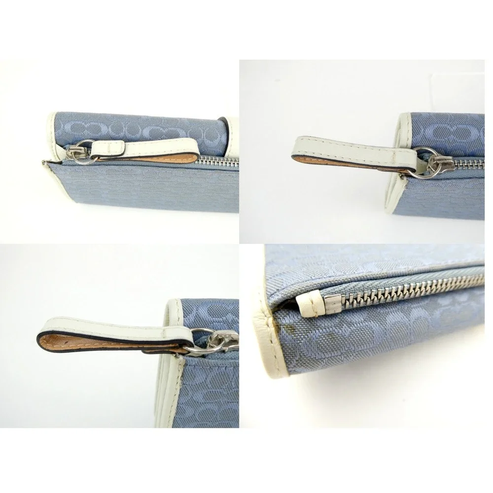 Coach Signature Light Blue Chalk Mini C Trifold Wallet